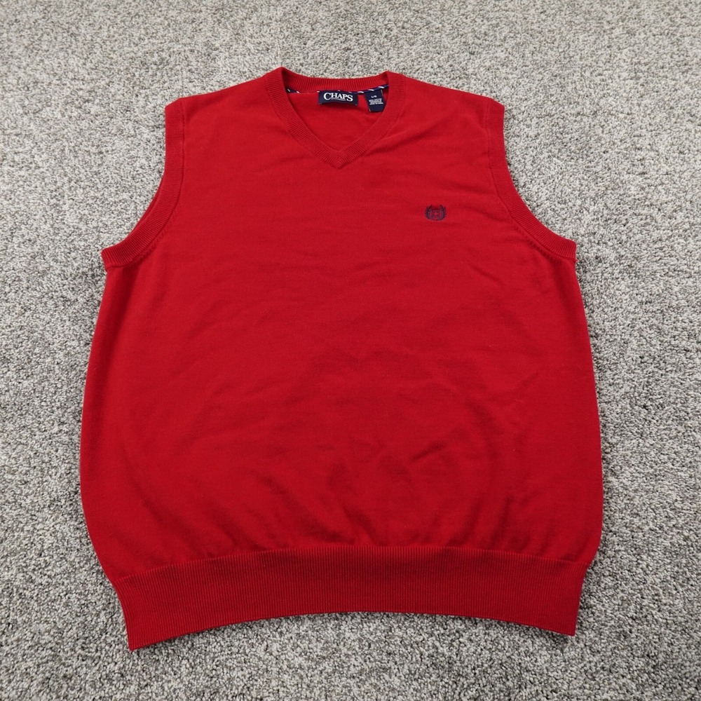 Ralph Lauren‎ Chaps Vest Mens L Red Pullover V Neck Sweater Grandpa Golf Preppy